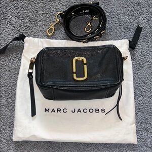Marc Jacobs Black Crossbody Bag with Gold Accents